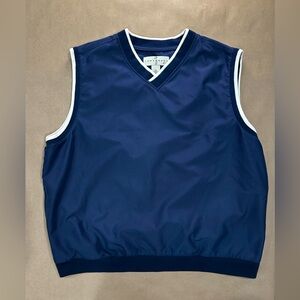 Consensus Golf Navy Windbreaker Vest XL Vintage 90s Sleeveless V‑Neck Polyester